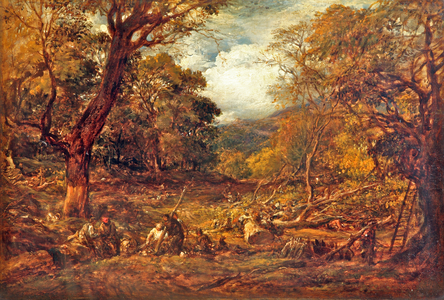 Woodcutters in a Forest Valley, 1850 (oil on canvas)