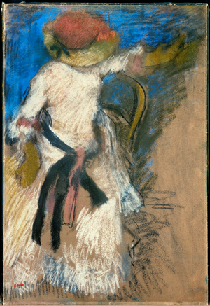 Seated woman (pastel on wood)