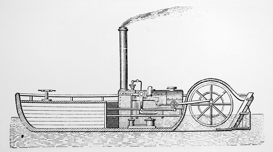 Longitudinal section of the steamboat 'Charlotte Dundas' built by William Symington, 1850