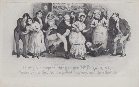 Mr Pickwick, pulled this way and that (b/w photo)