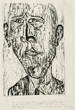 Self-Portrait, 1957 (woodcut on white handmade paper)