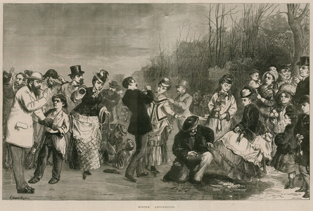 Winter amusements - skating in Hyde Park, London (engraving)