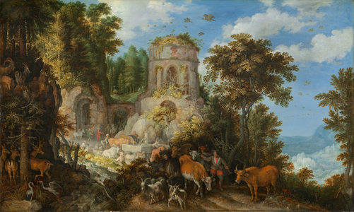 Landscape with the Flight into Egypt, 1624 (oil on panel)