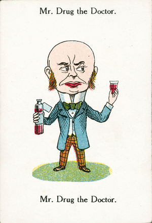 Happy Families, c 1920: Mr Drug the Doctor (colour litho)