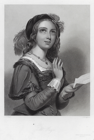 Mistress Page, a character in The Merry Wives of Windsor (engraving)