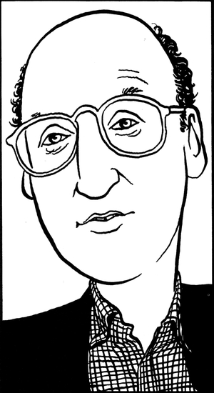 Michael Nyman, caricature by John Minnion English composer