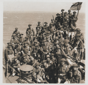Members of No. 1 Commando returning from a raid on the French coast, 1941 (b/w photo)