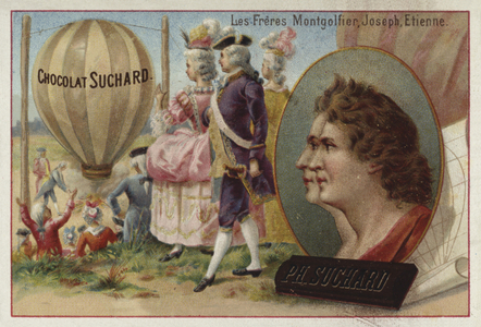 The Montgolfier Brothers, French ballooning pioneers (chromolitho)