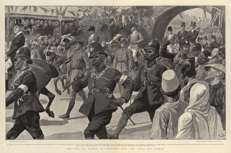 The Duke and Duchess of Cornwall's Tour, the Entry into Durban (litho)