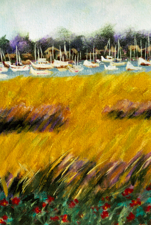 Marsh View in Purple Tones with Boats 2005 Hyacinth Manning (b.1954 African-American) Acrylic on Canvas