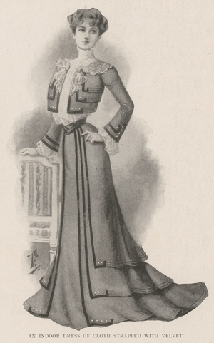 An Indoor Dress of Cloth strapped with Velvet (litho)