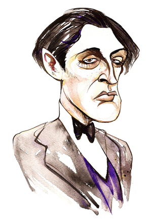 Austrian composer Alban Berg (1885-1935) ; caricature