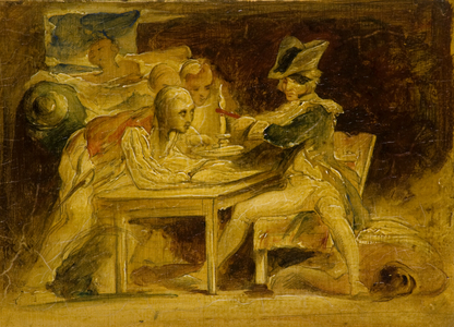 Nelson Sealing Dispatches off Copenhagen, c.1835 (oil on panel)