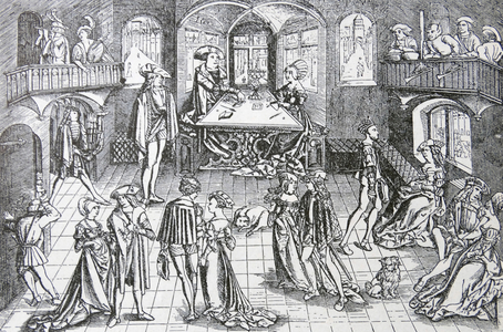 Engraving depicting a court ball in Munich during the 16th Century