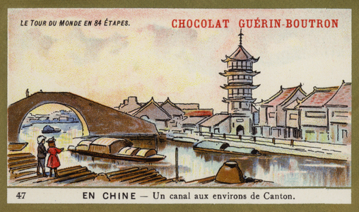 A canal near Canton, China (chromolitho)