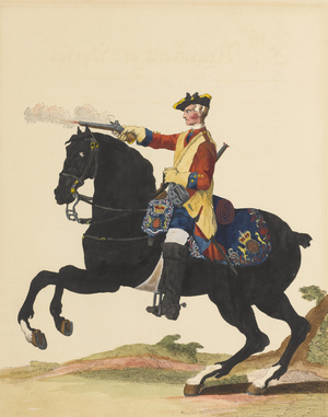 5th Regiment of Horse, 1742 (coloured engraving)