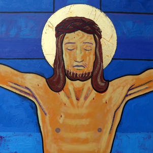 Jesus dies on the cross, 2017 (oil on board)