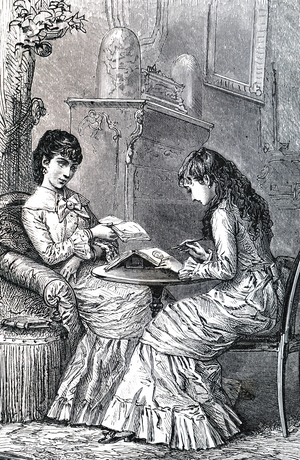 A young woman painting