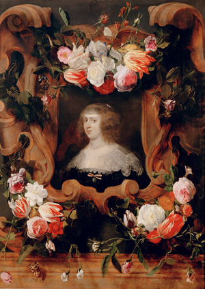 Archduchess Maria Anna surrounded by flowers (painting on oakwood)