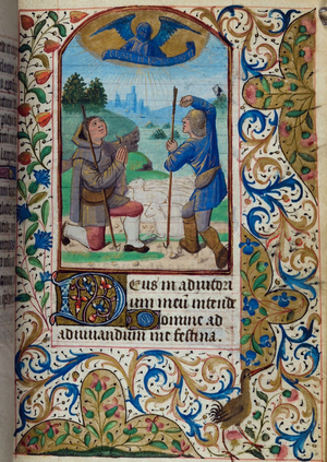 H/L-3-3 fol. 62r Annunciation to the Shepherds, from Book of Hours, Use of Paris, mid-15th century (vellum)