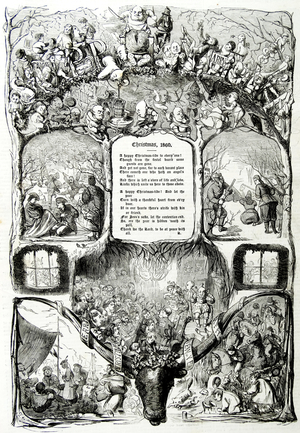 Title page illustration from a British newspaper of Christmas, 1860