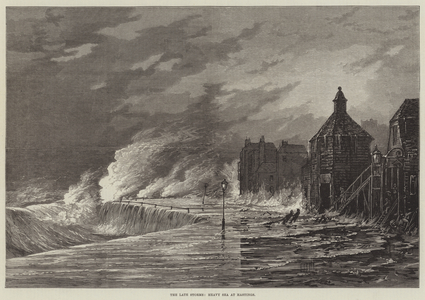 The late Storms, Heavy Sea at Hastings (engraving)