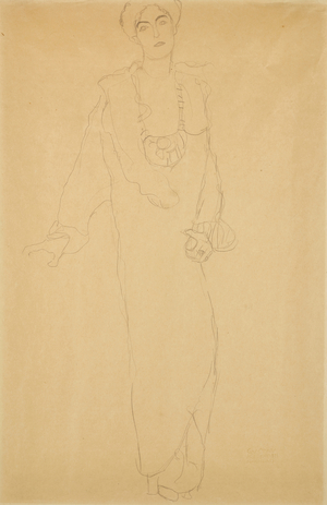 Standing from the Front, the Right Hand Supported (Portrait of Paula Zuckerkandl), 1911 (pencil on paper)