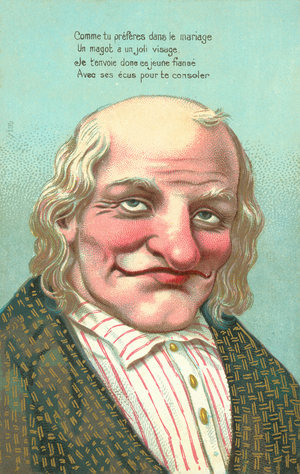 Wealth over looks (chromolitho)
