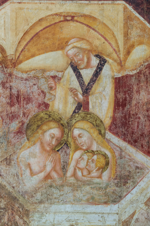 Baptism of St. Eustace, detail of the lower register (fresco)