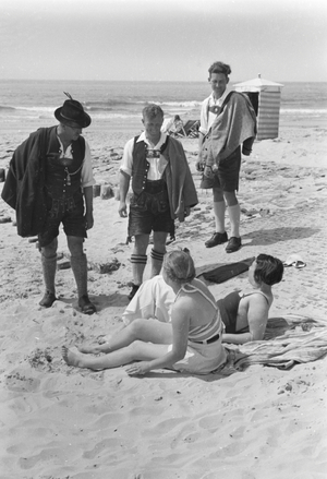 Summer holidays on the North Sea Island Borkum, Germany 1930s (b/w photo)