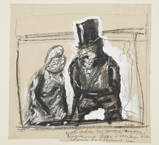 Beggar and businessman, 1940s (?) (drawing)