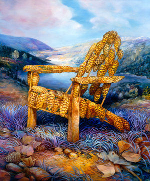 Adirondack Pinecones, 2000 (oil on paper)