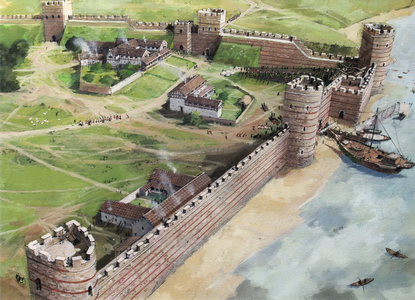 Painting of the Tower of London site circa AD 400, 1999 (painting)