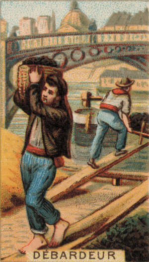 Docker unloading a barge (chromolitho)