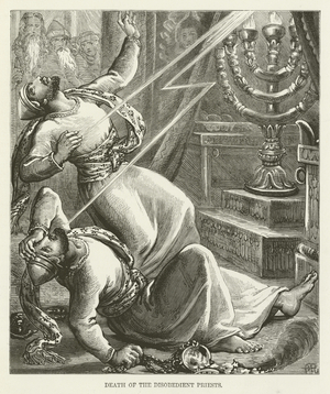 Death of the disobedient priests, c.1890 (engraving)