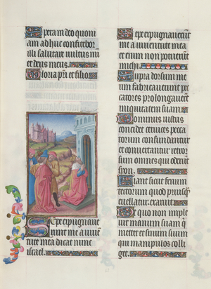 ms. 65/1284 fol. 62v, David, Psalms, from 'Très Riches Heures du Duc de Berry' (vellum)