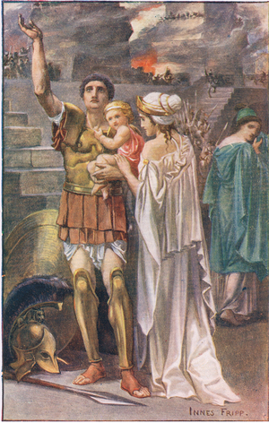 Hector and Andromache, Tales of the Gods and Heroes published by Thomas Nelson & Sons, c.1920 (colour litho)