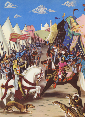 Richard I and Saladin (colour litho)