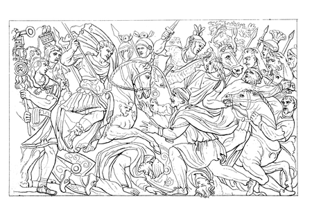 Relief from the Trajan's arch with a scene from Emperor Trajan Dacian campaigns