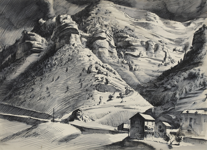 The Tarn, France c.1944 (ink & wash on paper)