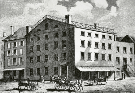 USA. New York city. Fraunces Tavern (engraving)