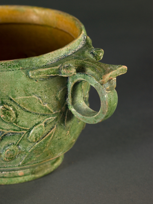 Two-handled Cup (skyphos), detail, Early Imperial Period, 1st century BC-1st century AD (lead-glazed ceramic)
