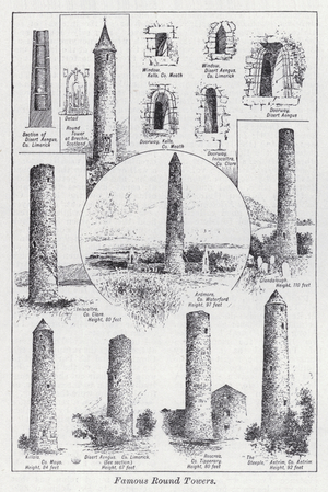 Famous round towers (litho)