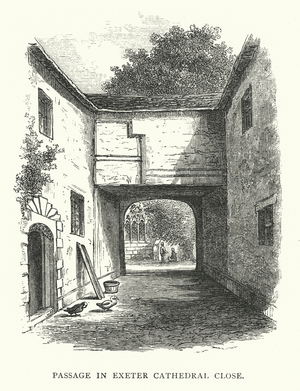 Passage in Exeter Cathedral Close (engraving)