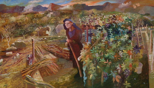 Woman Gathering Wood (S. Vincenzo, Italy), 1996 (oil on canvas)