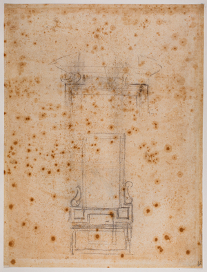 Studies of a window and door for the Laurentian recess, 16th century (drawing)