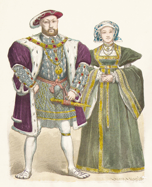 Henry VIII with Anne of Eleve (copper plate print)