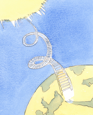 It's as if there stretched a long spiral ladder from heaven down to earth, 2004 (w/c on paper)