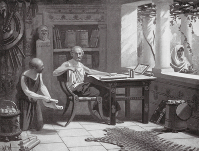 Xenophon dictating his History (litho)