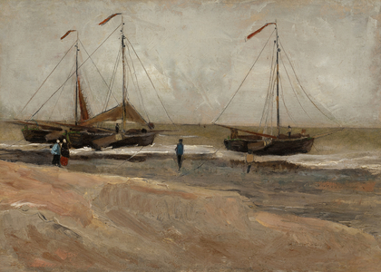 Beach at Scheveningen in Calm Weather, 11 August 1882. (oil on paper mounted on board)